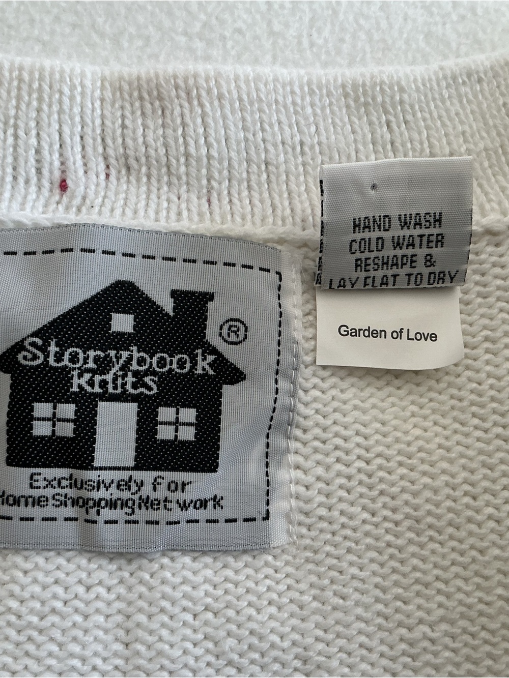 Storybook Knits Garden of Love 2pc Set Large Cream Embroidered Sweater & Tank - Picture 5 of 12